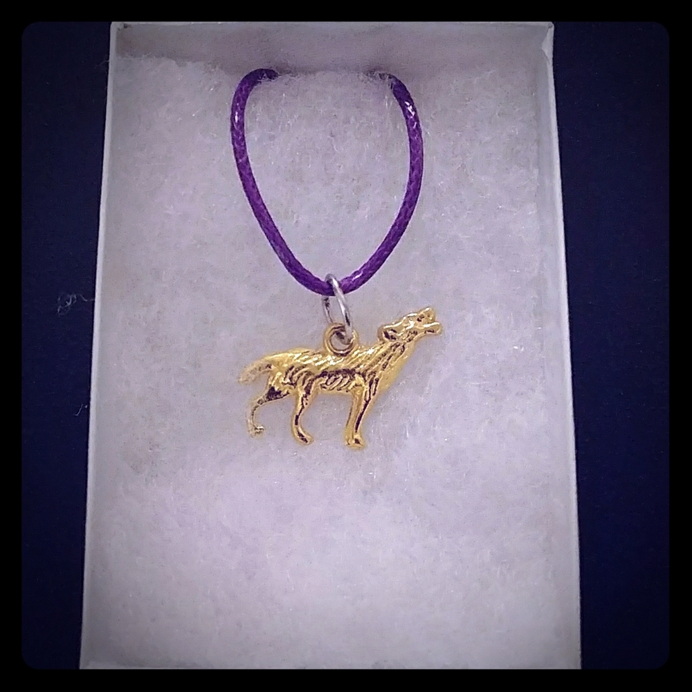 Gold Howling Wolf Necklace